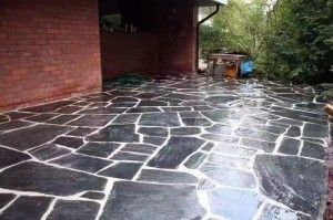 Black irregular landscaping stones