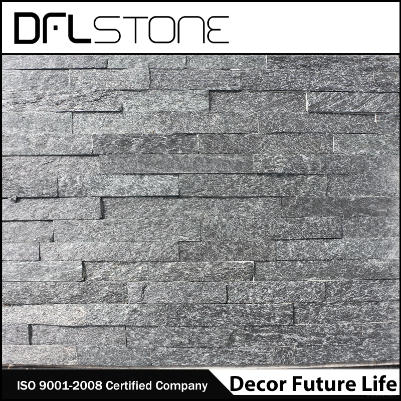 cheap natural black stacked stone cladding