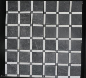 Black mixed white slate Mosaic