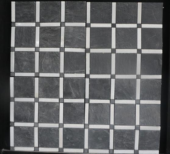 Black mixed white slate Mosaic