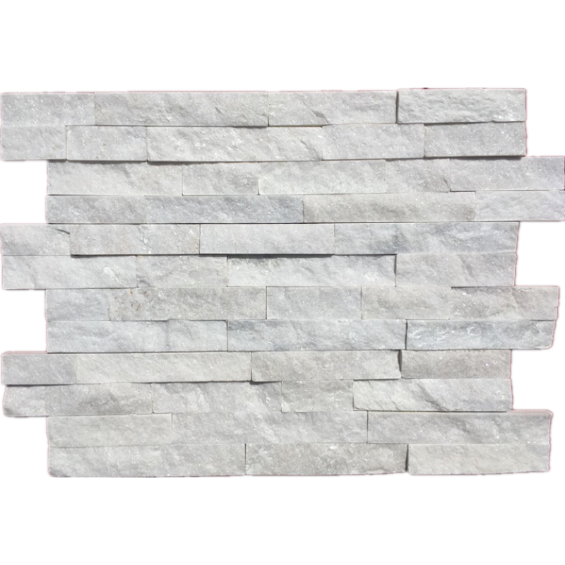 White quartz interlock shape bathroom stacked  stones Featured Image